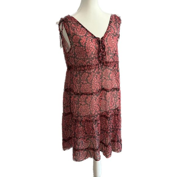 2 For $25 - AE American Eagle Sheer Print Dress Beach Coverup - Size 8 - Picture 3 of 14
